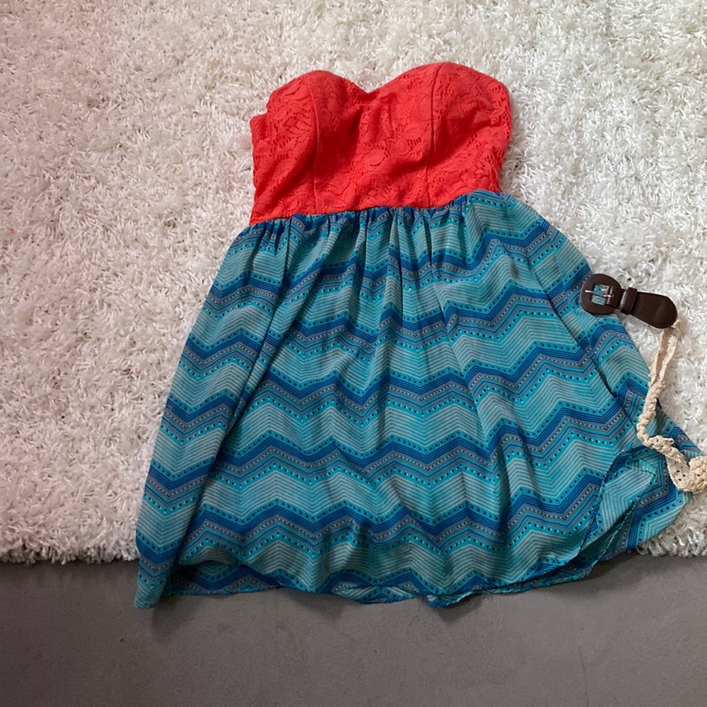 teen girls strapless dress with belt